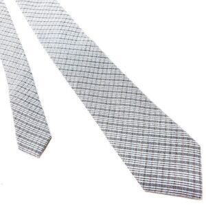 Calvin Klein White Gray‎ Silk Tie Woven Skinny Regimental Stripes